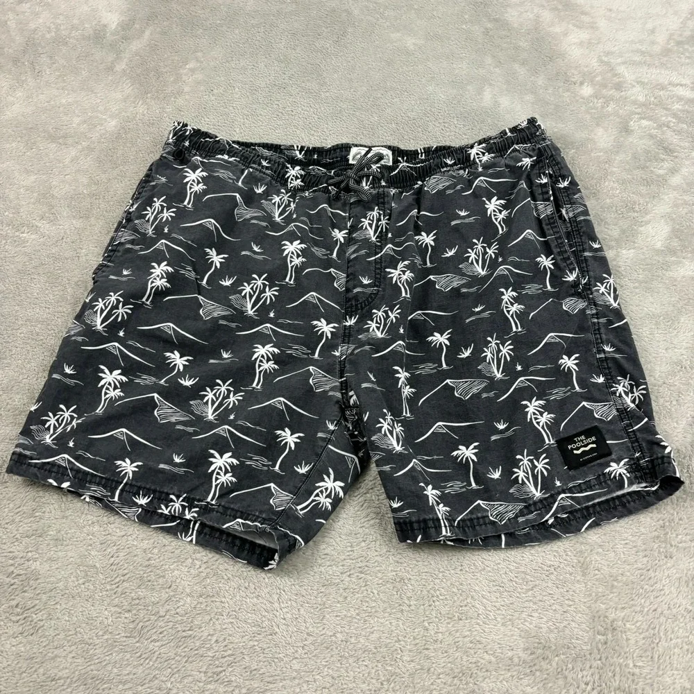 Scotch & Soda Swim Trunk Shorts Mens XXL Black Palm Tree Pockets Lined 6